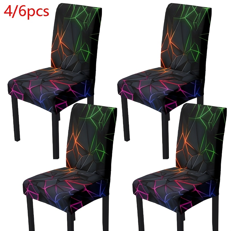 

Open 4/6pcs Geometric Print Removable Washable Restaurant Chair Protector Suitable For Restaurants, Hotels, Ceremonies, Festival Decorations