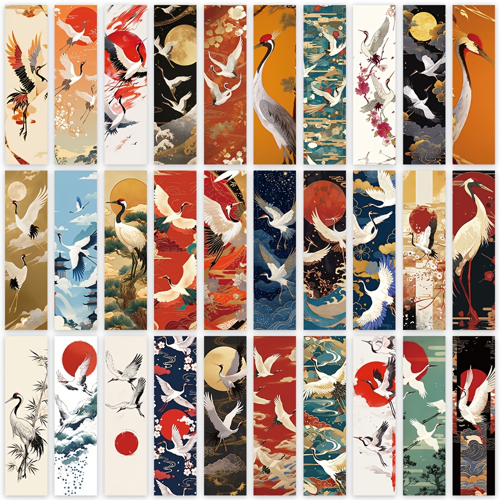 Image of Gutbd 30pcs Ancient Style Crane Bookmarks Advanced Creative Book Reading Cards Reading Mark Cards