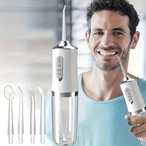 smart electric water flosser with precision 360 rotating nozzle deep clean for teeth gums replaceable heads usb rechargeable oral irrigator for christmas gifts fathers day gift mothers day gift