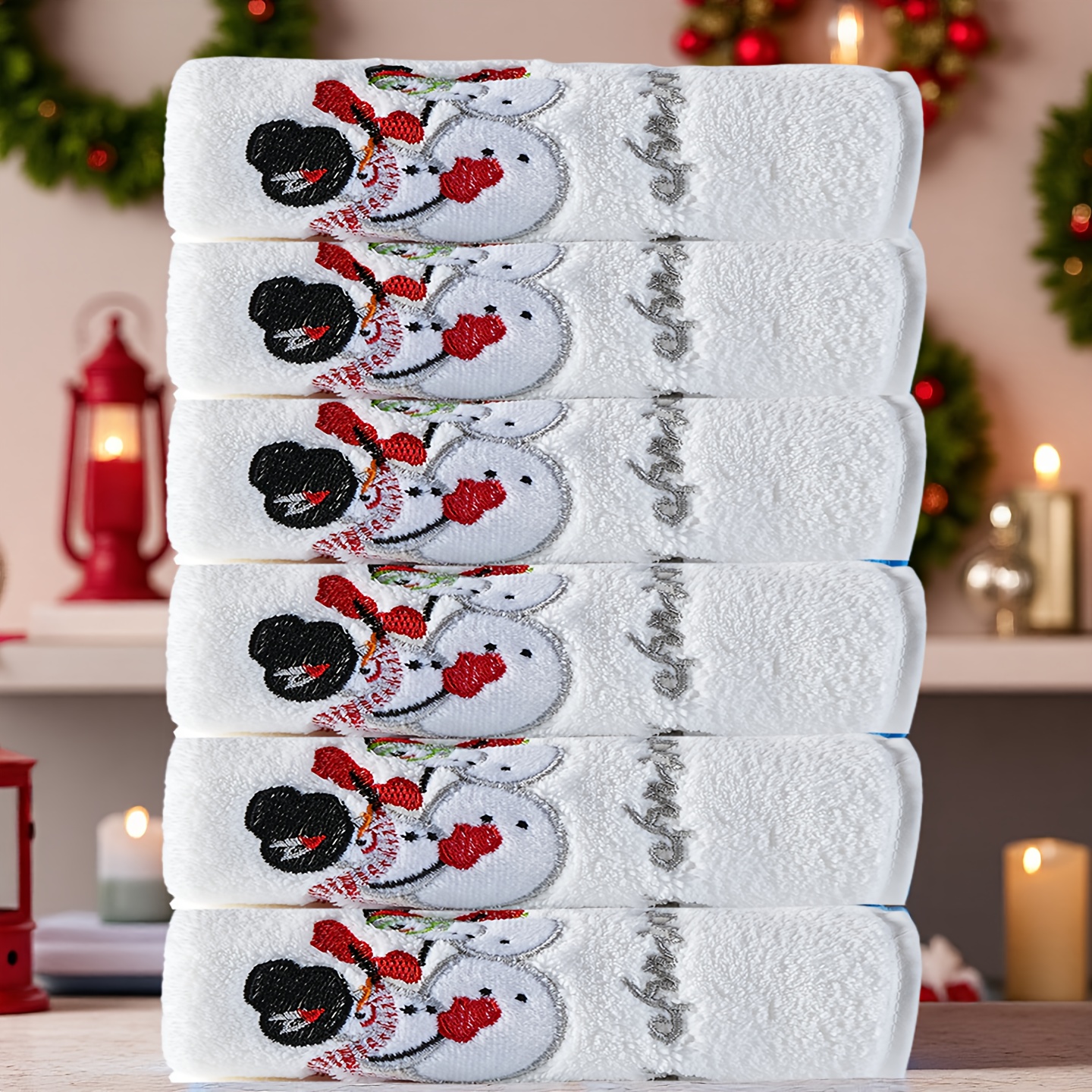 6pcs Christmas Towel Set, Hand Towels, 42-70cm, 6pcs Hand Towel Set, Ultra Soft and Thick, Quick Drying, Ideal Bathroom Supplies Suitable for Home Bathrooms, Santa Claus, Christmas Tree, Christmas Deer, Wash Cloths