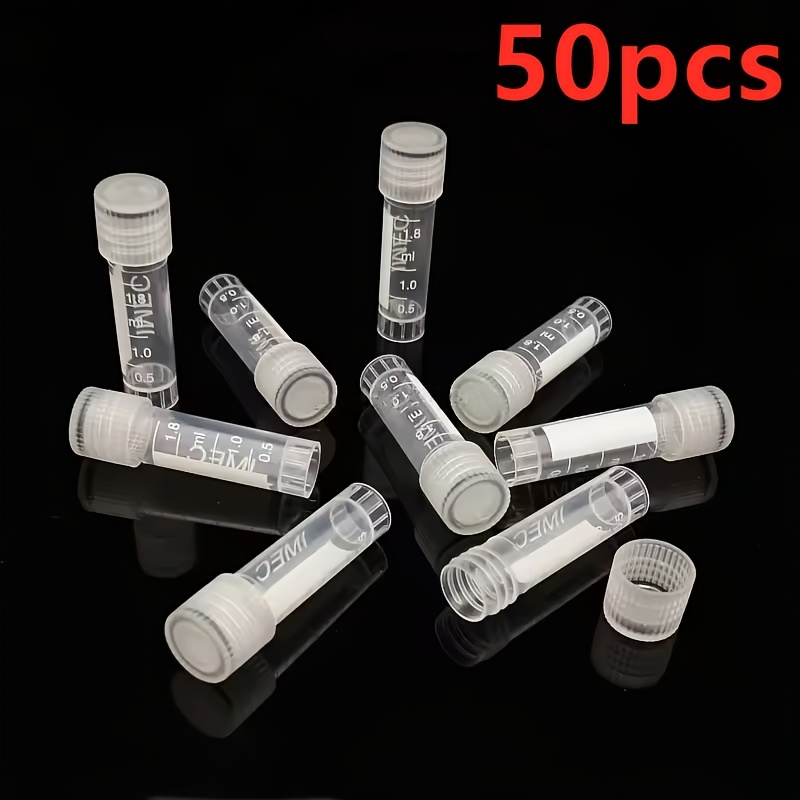 Image of 50pcs 1.8ml(2ml) Plastic Graduated Test Tube Freezing Sample Tubes With Screw Cap