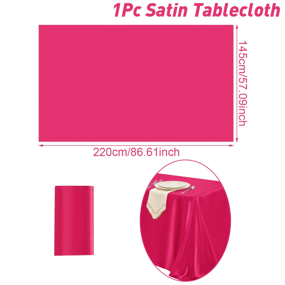 TEMU 1pc, Rose Pink Satin Tablecloth, Smooth Satin Table Cover, Luxurious Table Decor, Party Preferred, Table Decor For Home Party Decor, Ideal For