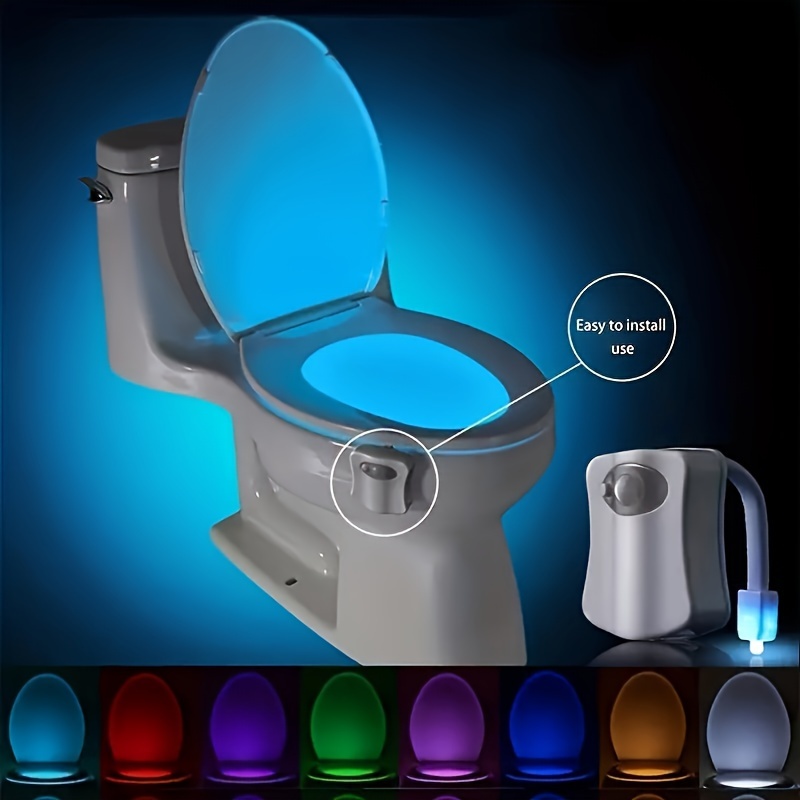 

1pc Motion Sensor Led Toilet Night Light, 8-color Adjustable, Suitable For Home Bathrooms & Elderly, Battery Not Included