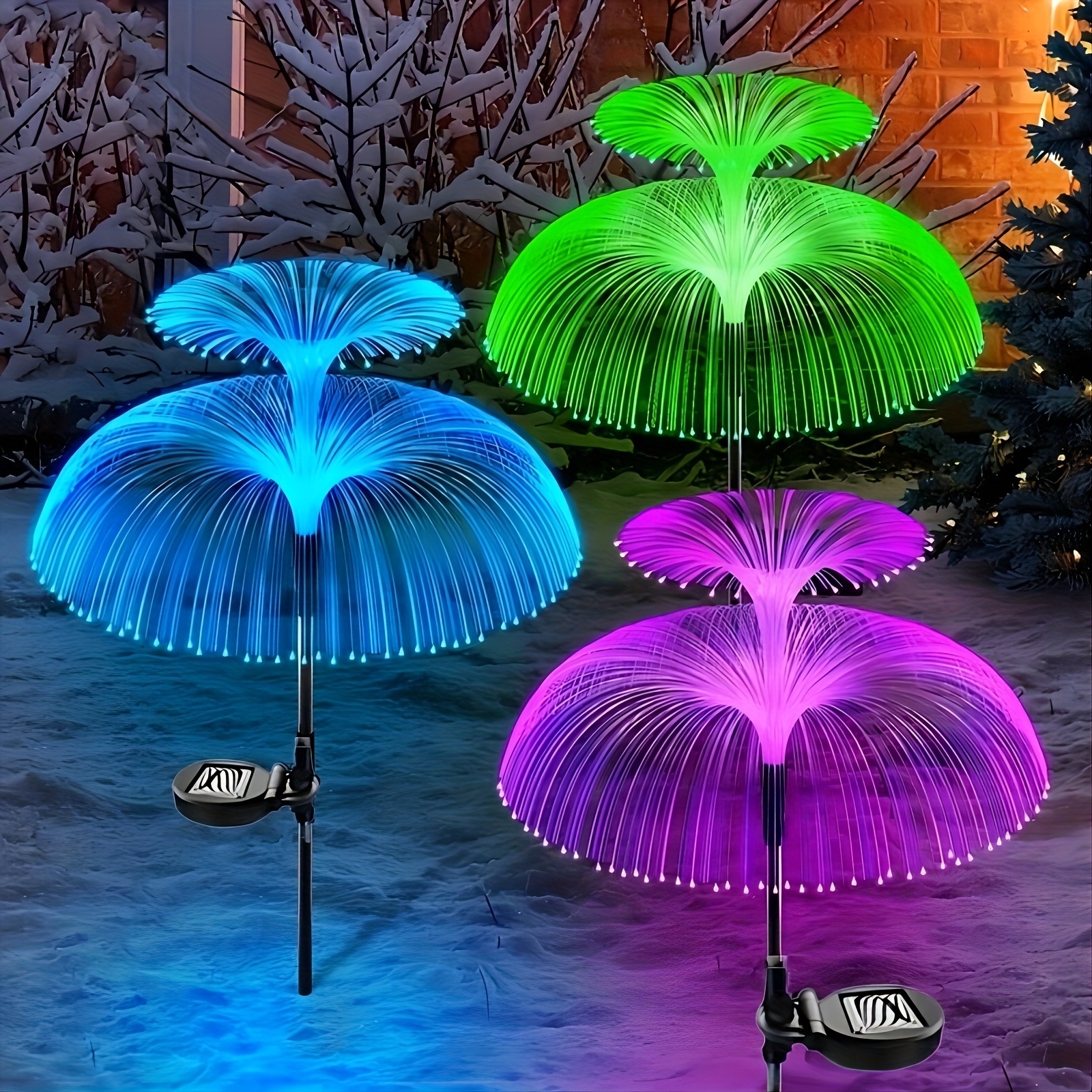 

3 Pack Solar Garden Lights - Changing Waterproof Solar Outdoor Lights Jellyfish Solar Flower Lights For Christmas, Outdoor Pool Yard Garden