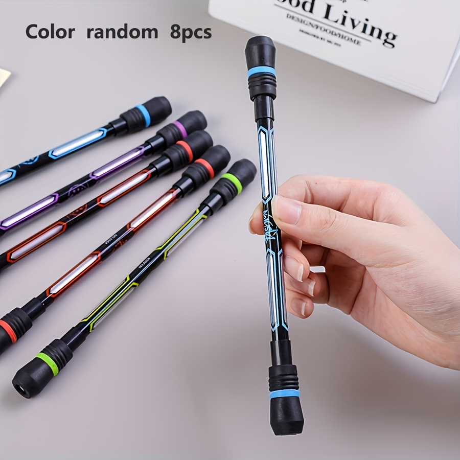 Complete Random 8pcs Rotating Ballpoint Pens Full Needle Neutral Pens Beginner Rotating Ballpoint Pens Replaceable Refills Creative Decompression Pens
