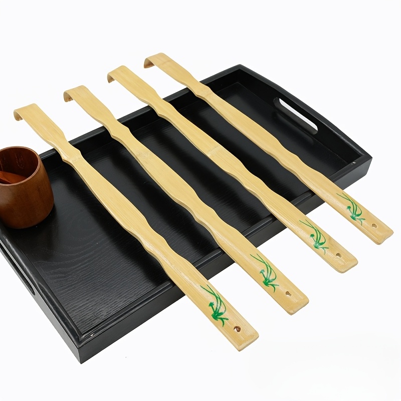 

1pc Bamboo Back Scratcher, Self- Orchid Piety Design, Portable Straight Scratching Tool For , No Assistance Needed