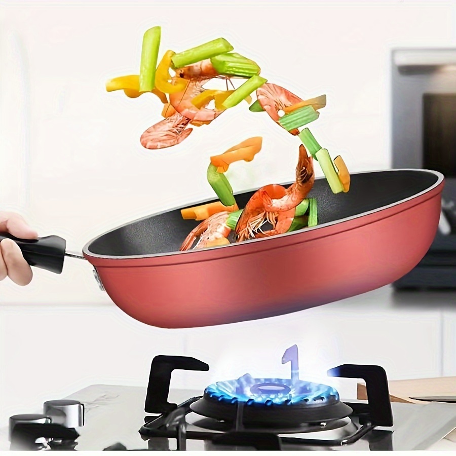 cast   non stick fry pan with lid dishwasher safe induction compatible multipurpose household cookware healthy cooking with less smoke for gas and   details 9