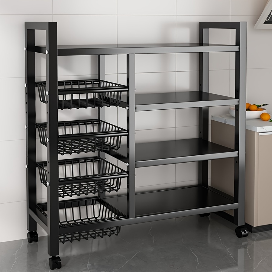 rolling mesh basket storage rack with universal roller slide for   and storage vegetable basket storage rack kitchen storage rack practical storage rack for storing supplies standing shelf