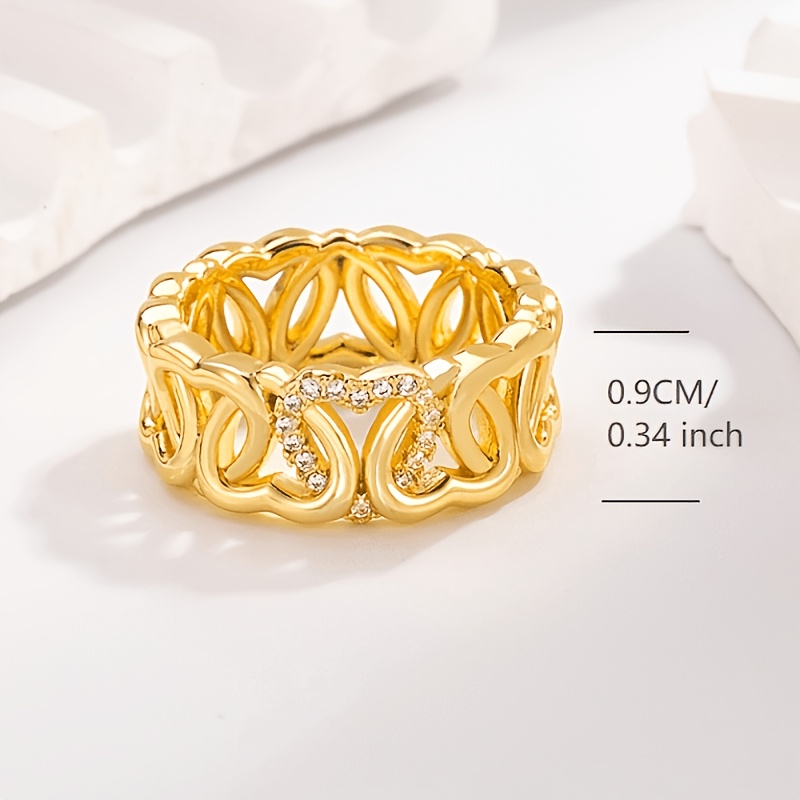 Women's Inlaid Stone Band Ring, Light Luxury Design