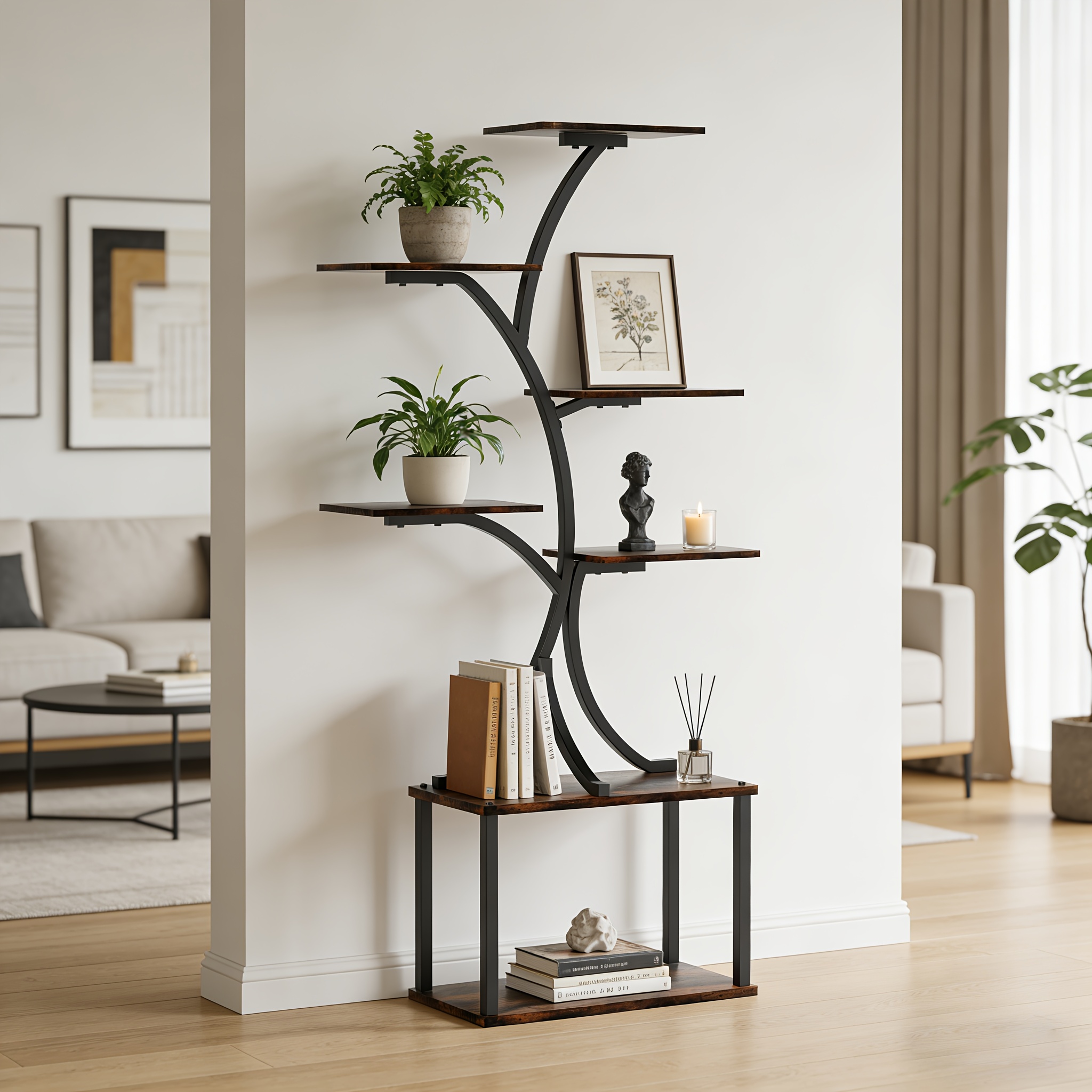 TEMU 7-tier Tiered Shelf | Rustproof Bookshelf With , Freestanding, Painted End, Suitable For Indoor/outdoor Use In Living Room, Office, Garden,