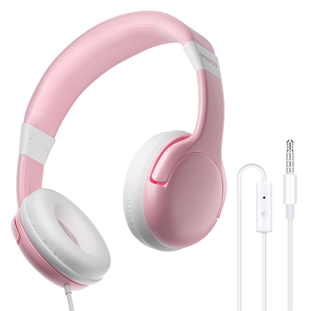 TEMU Miniso Electronic Early Development Toys, Wired Kids Headphones With 85db Volume Limit, Built-in Microphone, Adjustable Headband From , Soft Pu