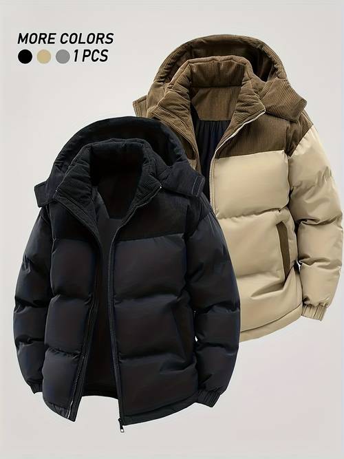 winter mens thickened jacket corduroy hooded padded coat winter proof mens jacket padded coat clothes