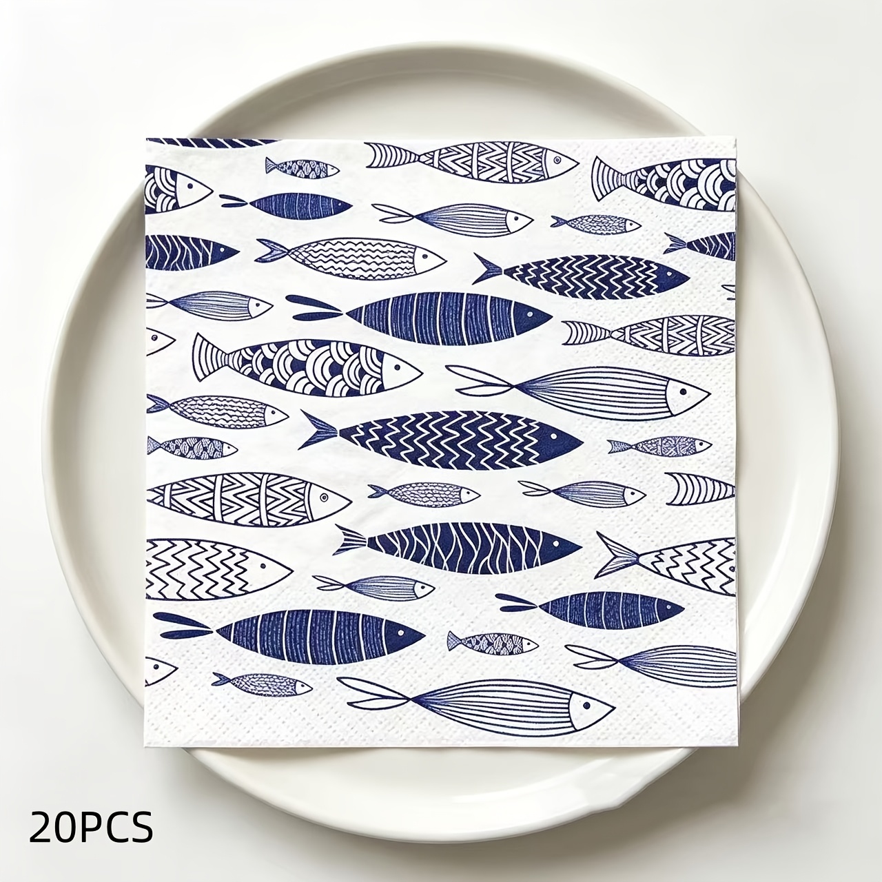 TEMU 20/40pcs, 5x5 Fish Lunch Napkins Or Table Decoration And Decoupage, Seafood, Fish Parties, Nautical, Sea Theme For Halloween、christmas