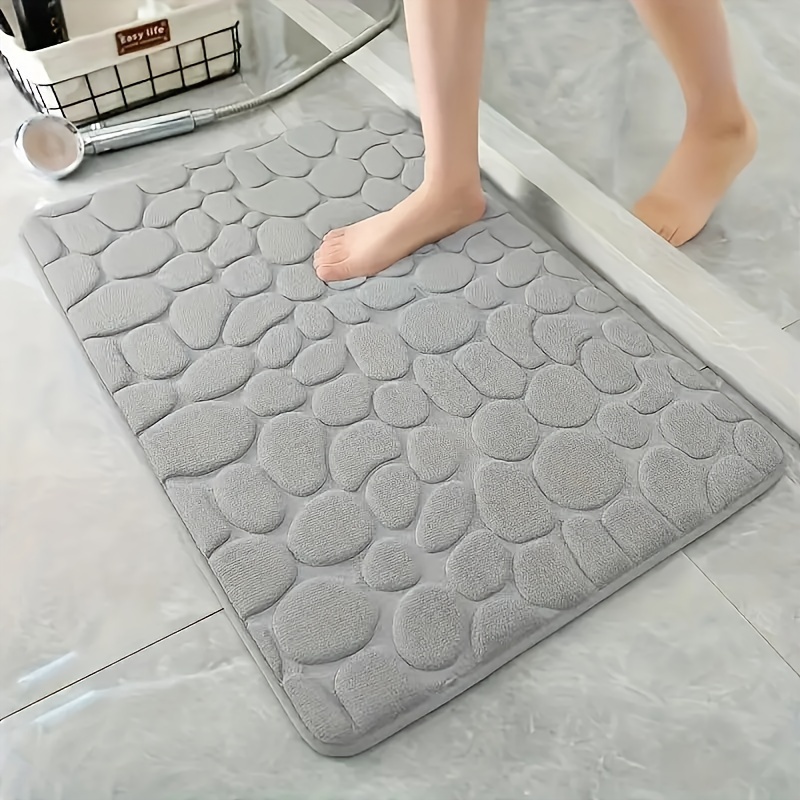 

Non-slip Memory Foam Bath Mat, Rapid Dry, Easy Clean, Bathroom Rug With Cobblestone Design