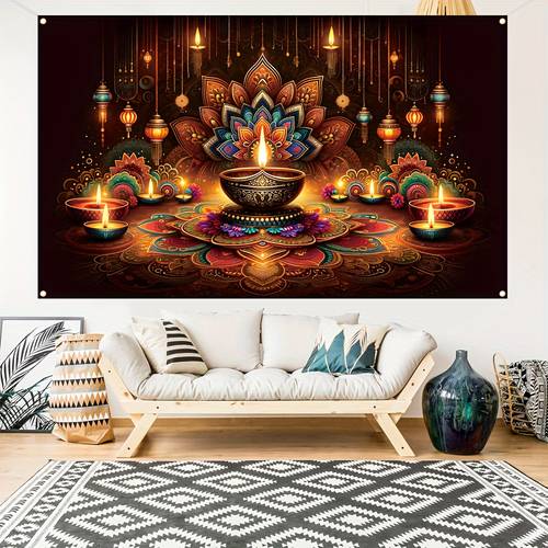jit 1pc diwali party banner 180cm 110cm 70 8 inches 43 3 inches indian diwali party and dining wall decoration banner made of polyester material diwali home decoration courtyard decoration suitable for indoor and outdoor use