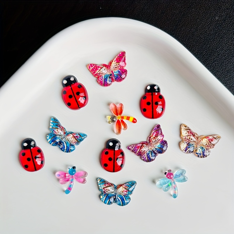 Mini Resin Butterfly & Beetle Decorations for Nail Art & Crafts