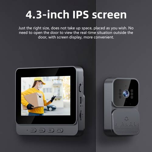 video doorbell camera 4 3 inch high definition screen infrared two way communication stylish design enhances