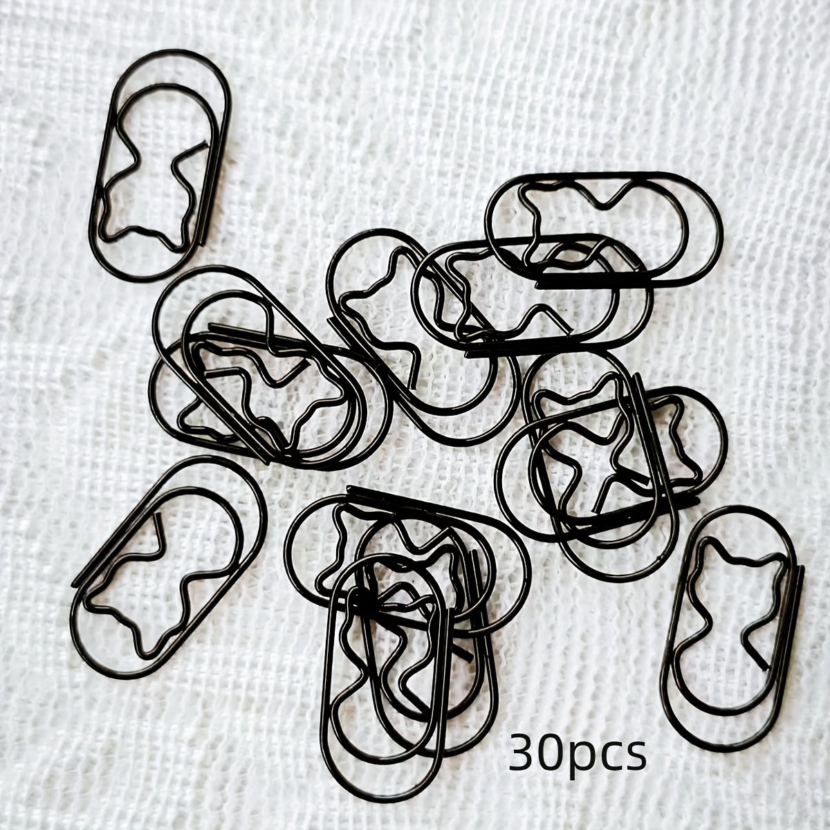 Image of 30/50pcs Black Metal Paperclips, Creative Paperclips For Planner As Paper Organize Office Supplies