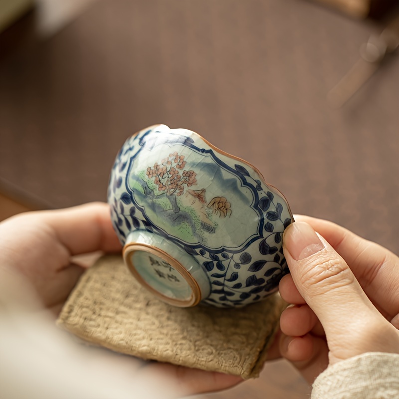 Ceramic Master Teacup Set, 60ml Qinghua Huailao Clay Gaiwan, Reusable, Hand-wash Only, Insulated, Multipurpose Vintage Fu Tea Cups