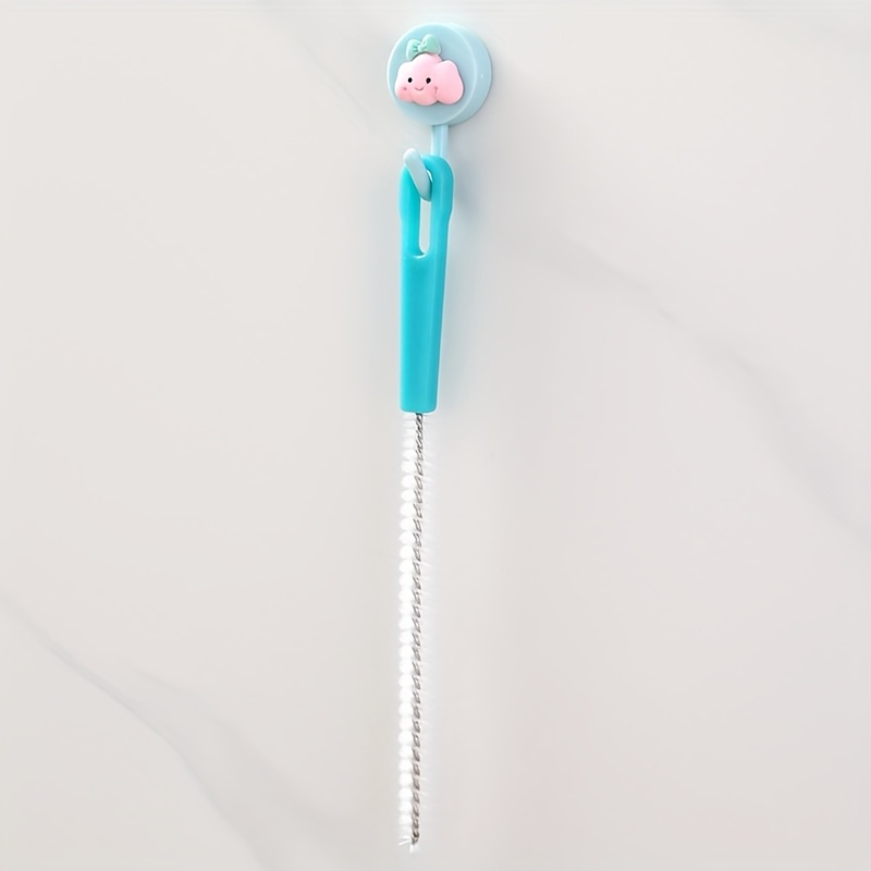TEMU 1 brosse de nettoyage en nylon et acier inoxydable, brosse de nettoyage pour bouteilles en plastique, tasse, paille, brosse pour trous de racine