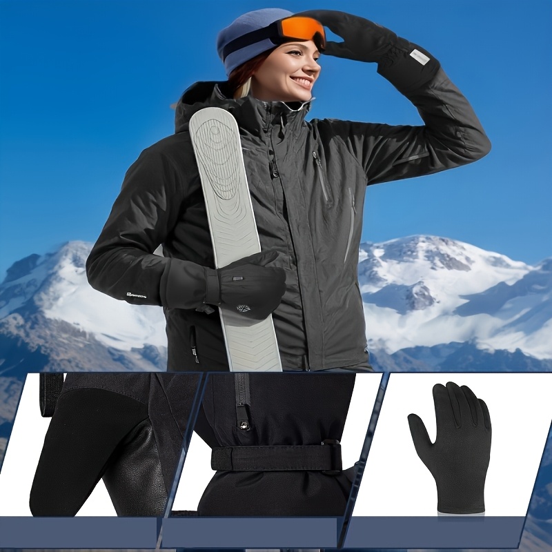 Men's Warm Skiing Gloves with Touch Screen, Adjustable Wristband