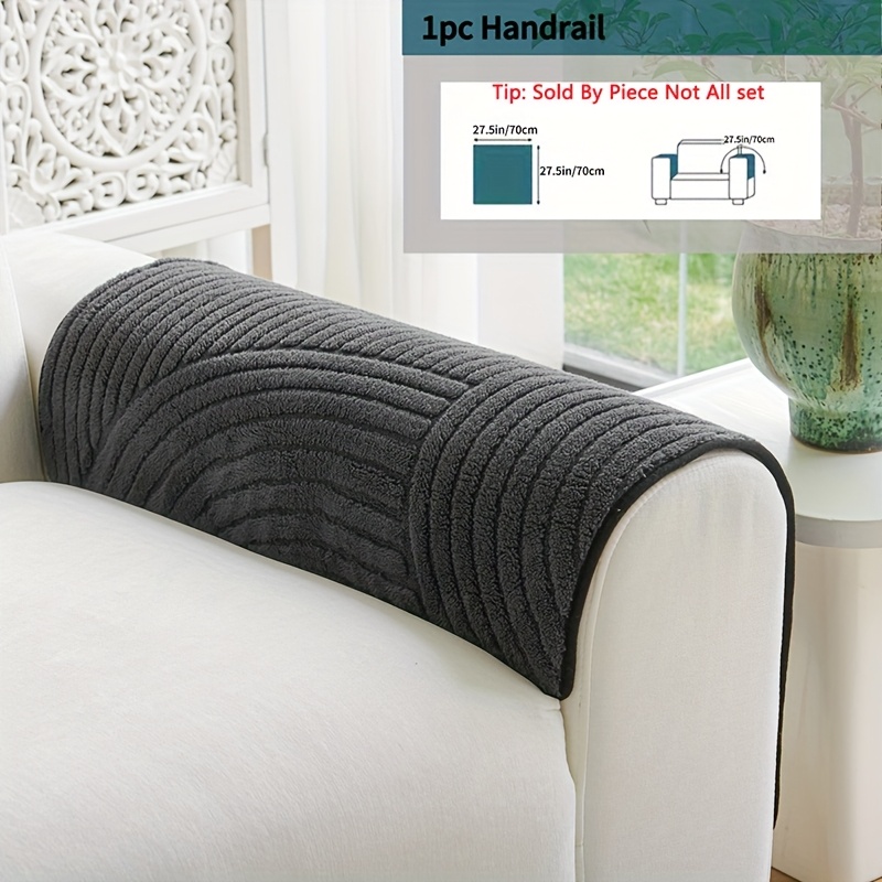 TEMU 1pc European And American Popular Thick Plush Sofa Cover - Soft Machine Washable Pet-friendly Circular Arc , Suitable For 1-4 Seat Combination