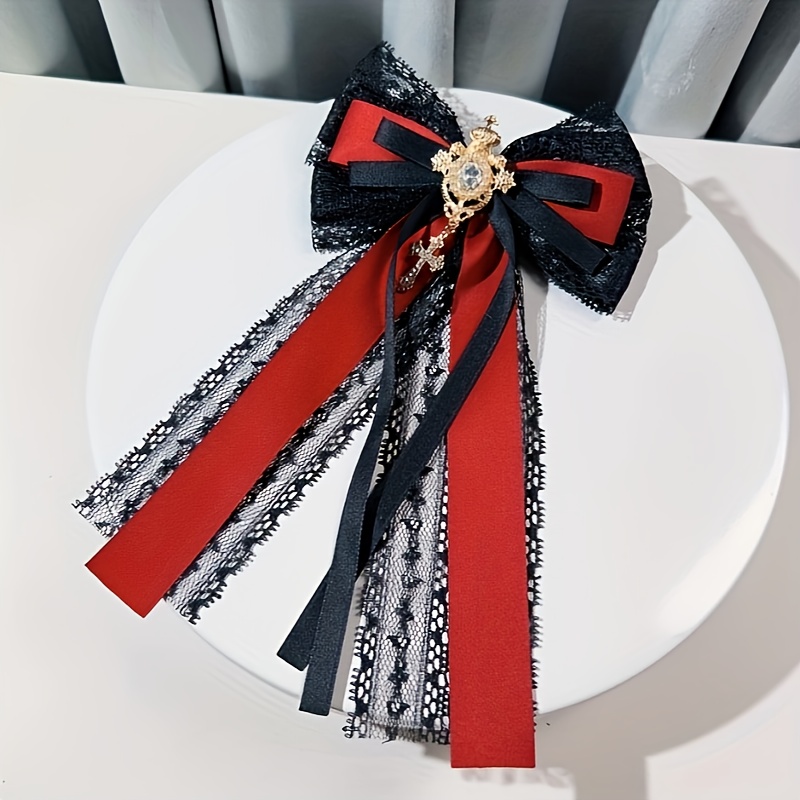 elegant vintage inspired cross bow tie black lace - Temu  display picture 3