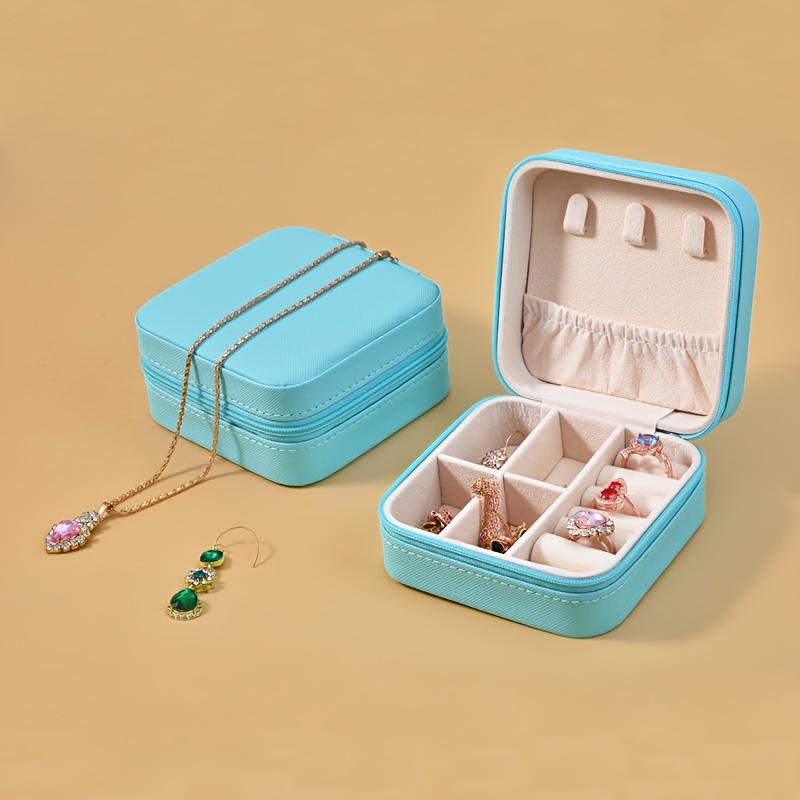 TEMU Jewelry Organizer Box - Portable For , Necklaces & Rings Zip Closure And Interior, Utility Hooks