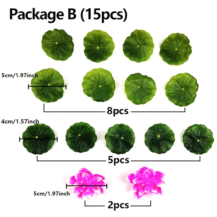 Image of 13/15pcs Simulation Floating For Lotus Leaves, Aquarium Pond Decorations, Green Decorative Leaves For Fish Tank, Fish Hiding Leaves, Suitable For Diy Handicrafts And Aquarium Landscape Design