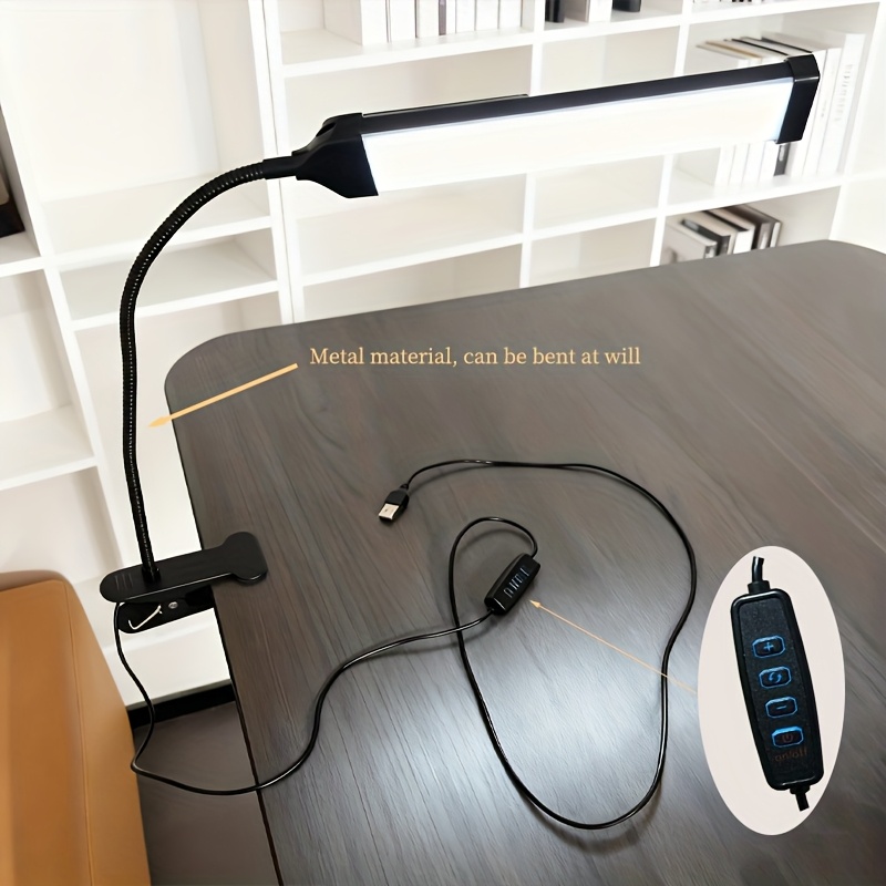 E-shop 1 Stück USB Metall-Klemmlampe, Fotografie Fülllicht, höhenverstellbar, dreifarbiges Licht einstellbar, 360-Grad Metallschlauch biegbar, 96