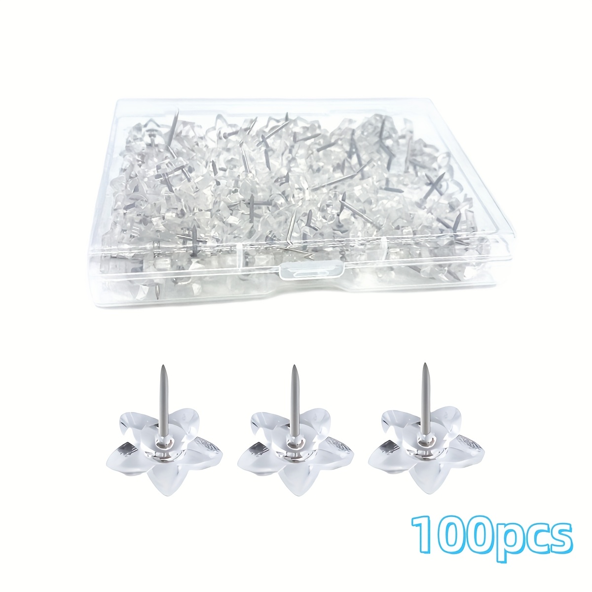 TEMU 100pcs Transparent Star Push Pins - -shaped Office, For Bulletin Boards, Scrapbooking, Crafts - Sharp Tip For Secure Hold, Decorative Organizer