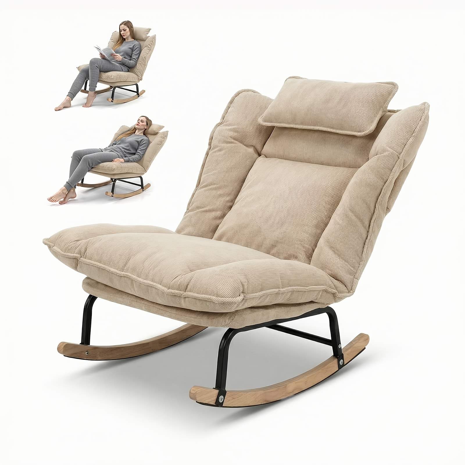 Adjustable Multifunctional Rocking Sofa Bed with Memory Foam