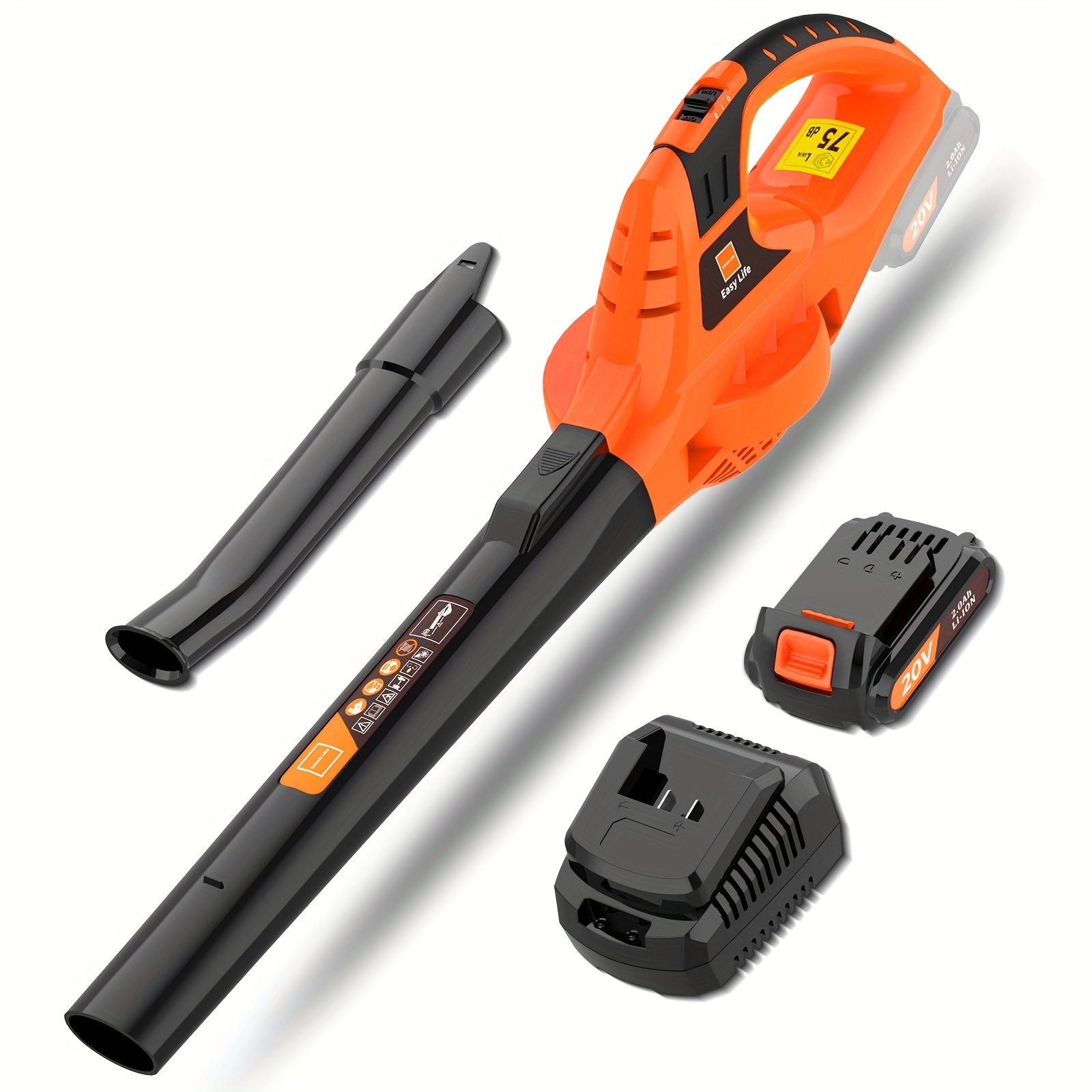 TEMU 20v 2, 0ah Leaf Blower Cordless, Handheld Electric Leaf Blower With Battery And Charger, 2 Speed Mode, Lightweight Battery Powered Leaf Blower