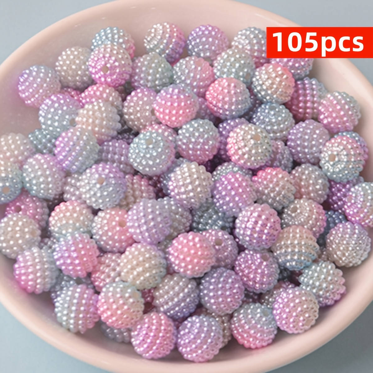 TEMU 105 pz Perline Mirtillo Sfumate Miste 10mm Blu+Viola+Rosa - Perline Sciolte in Acrilico per Decorazioni Fai da Te per Matrimoni, Composizioni