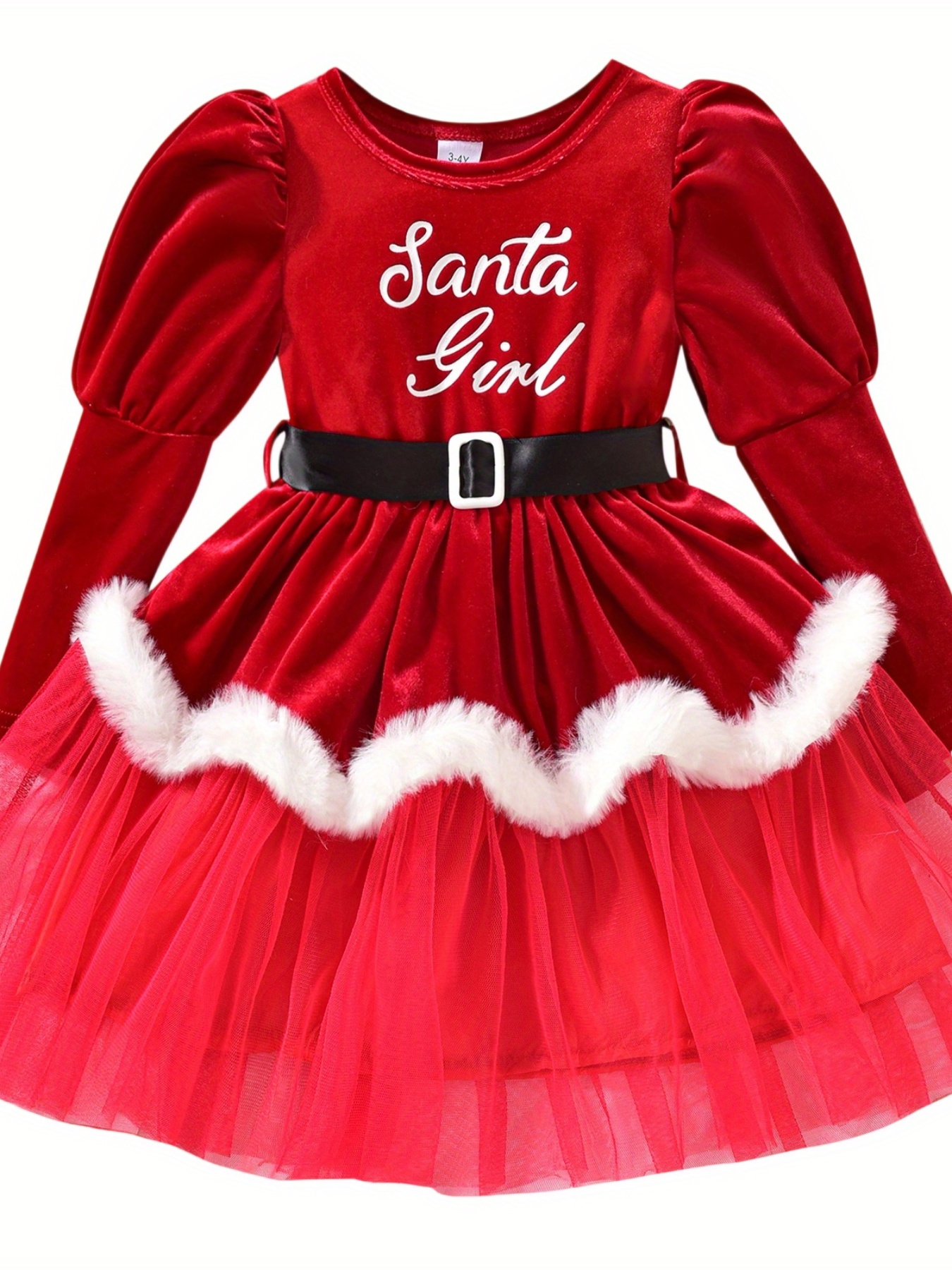 gwyneth paltrow golden globes dress Girl Christmas Dress Baby Girl Dress Toddler Prom Dress Princess Red Sequin Long Sleeve Puffy Dress, Red(Winter Style) / 7-8 Years (140cm) main image 1