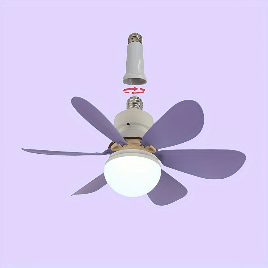  Tobargar Ventilador de bombilla de techo con control remoto,  luz de ventilador de 10 pulgadas, 3 velocidades de ventilador, 3 modos de  luz para espacios pequeños, ventilación húmeda, flujo de aire 