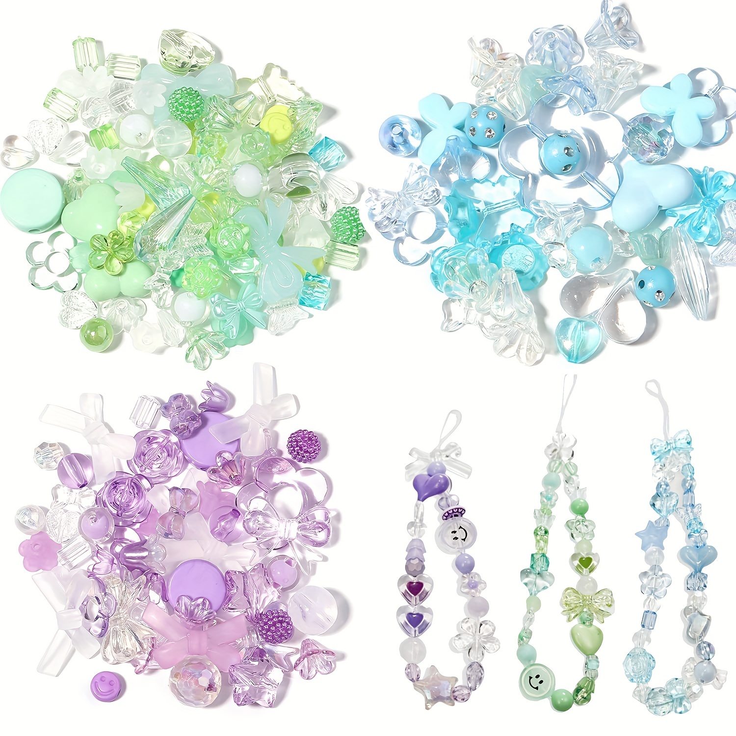 

40g Mixed Acrylic Beads For Jewelry Making, Assorted Shapes & Pastel Colors - Diy Bracelet, Necklace And Mobile Phone Chain Bead Kit, Kawaii Aesthetic Plastic Beads With Flowers And Butterflies