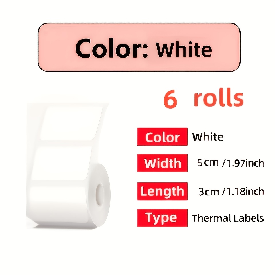 TEMU Adesivi termici 50*30mm 6 rotoli Carta per etichette multiuso