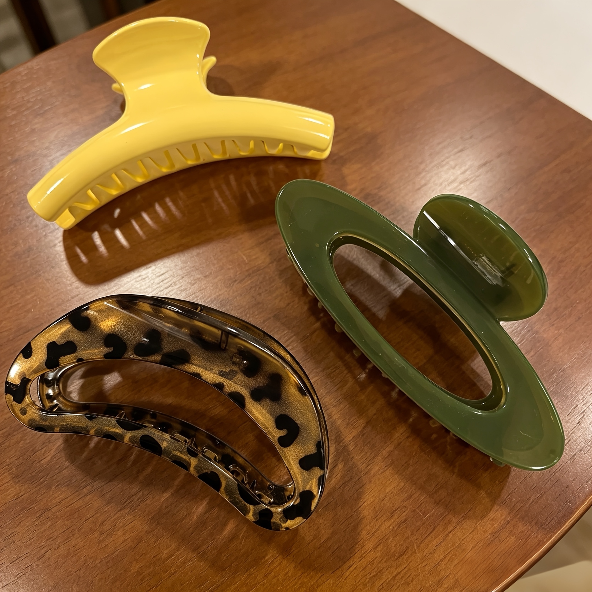 TEMU 3pcs Large Thick Hair Claw Clip - High Toughness Acrylic Hair Claw Clip, Not Easy To Break, Built-in Reinforced Tight Spring, Easy Solid Color
