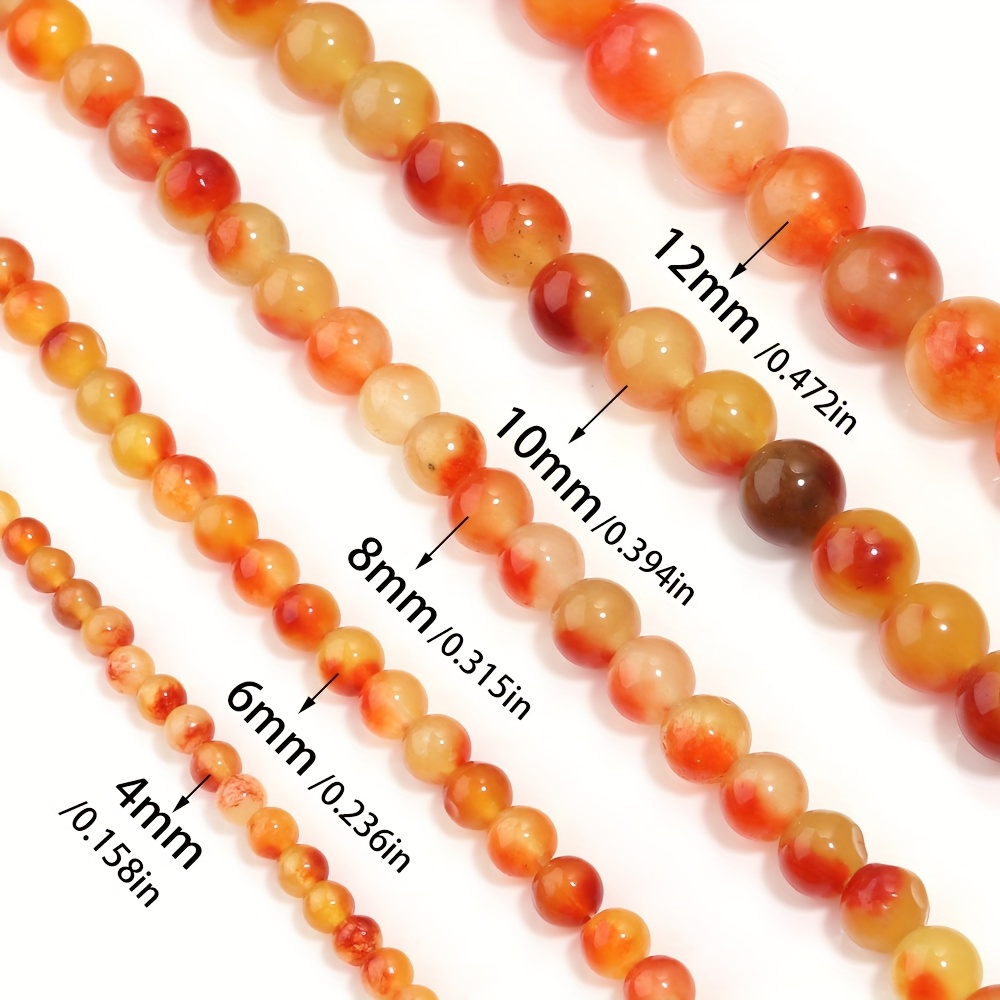 Natural Orange-Yellow Dyed Round Stone Bead Bracelet for DIY