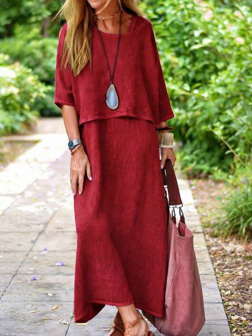 Artikelbild elegantes, lässiges damen-kleid-set, 2-teilig, einfarbig