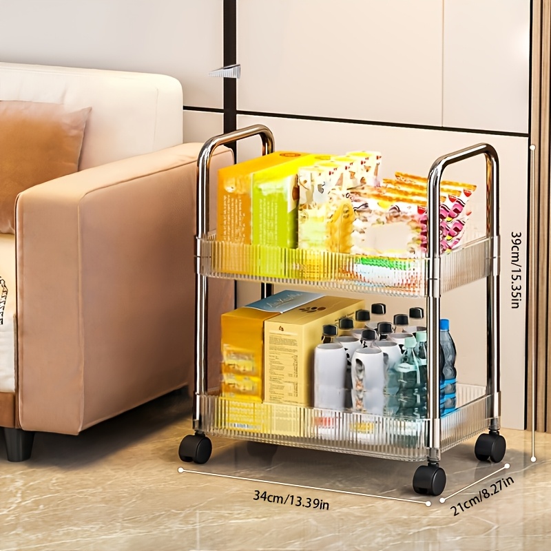 2 3 4 tier clear acrylic rolling storage cart on wheels   mobile utility shelf unit for kitchen bathroom living room small   tool   dust proof   transparent utility racks Product details 3