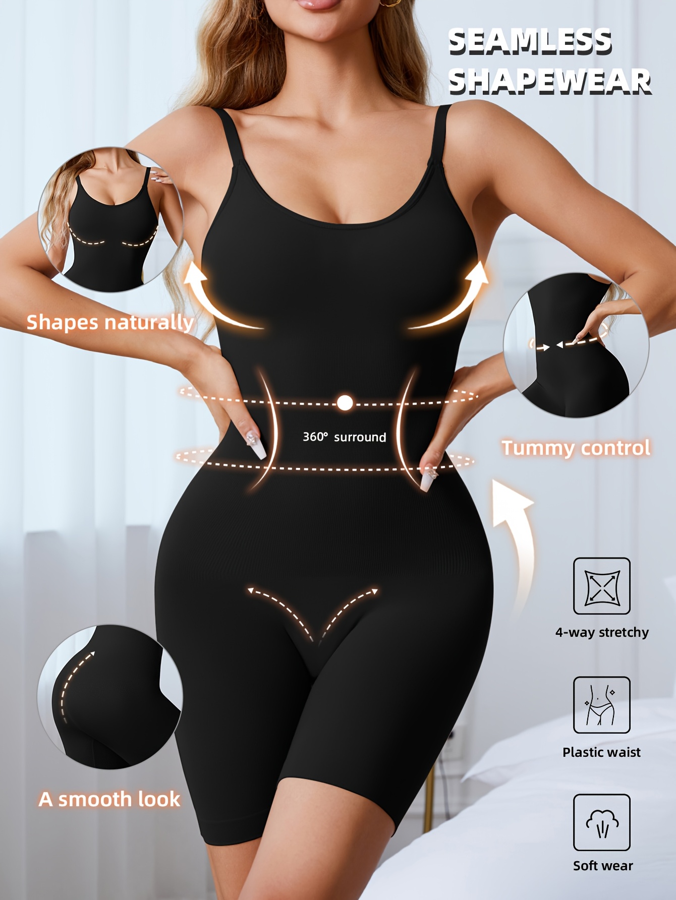 Women'S Seamless Bodysuit, Designed for a Fitted Silhouette, Controls The Abdomen for a Flat Tummy, This Tight Bodysuit Can Also Be Worn As Shapewear