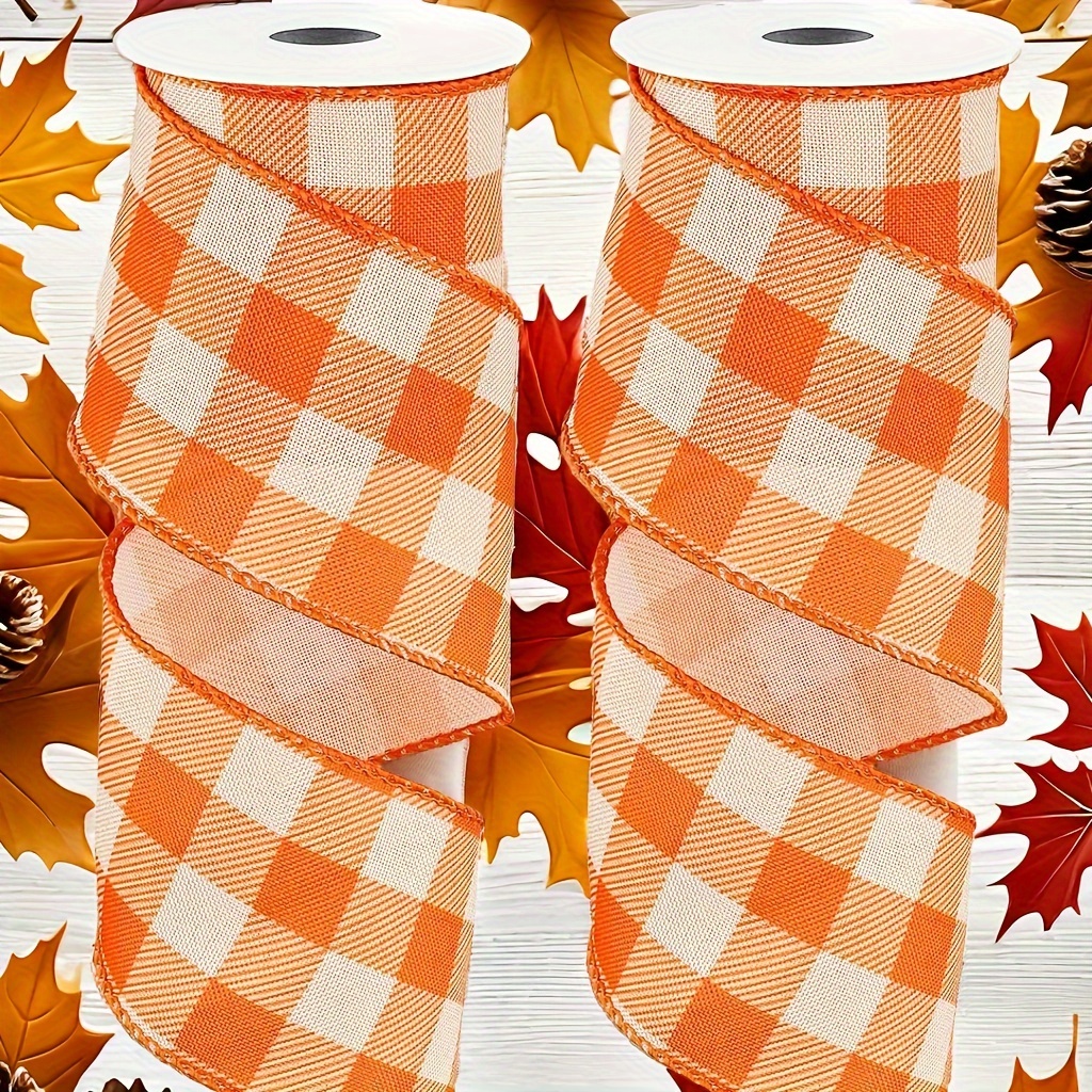 

Autumn Buffalo Wired Edge Lattice Ribbon Lattice Ribbon Beige Lattice Ribbon Farmhouse Craft Ribbon D I Y Gift Wrapping Garland Tree Bow Decoration 2.5 Inches 2 Rolls 5 Yards