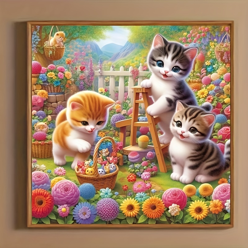 

Kit de 3D DIY - Thème Refuges de Chats, Complets, Matériau , Artisanat & Broderie, la Décoration Intérieure, Art et Cadeaux Débutants, 11.81x11.81 pouces