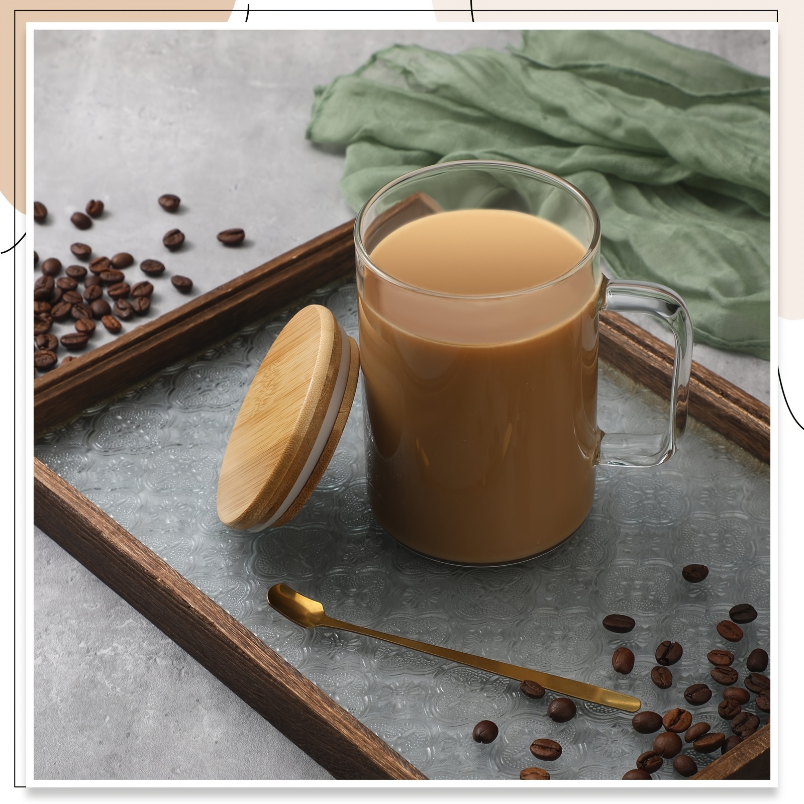 set 6 large 20oz transparent glass coffee mugs featuring - Temu