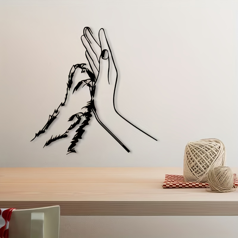 TEMU 1pc Of Vintage Paw And Hand Wall Decor - Rust-resistant Powder-coated Pet-themed Home Decoration, Suitable For Living Rooms, Christmas,