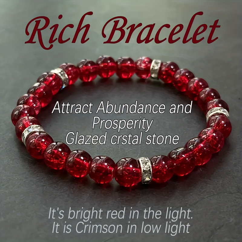 TEMU 1pc Bracelet Rouge pour l'Abondance & , Fait Main avec , Bijou Bohème Élégant et Tendance, Cadeau pour la Fête des Mères, Anniversaire & Noël,