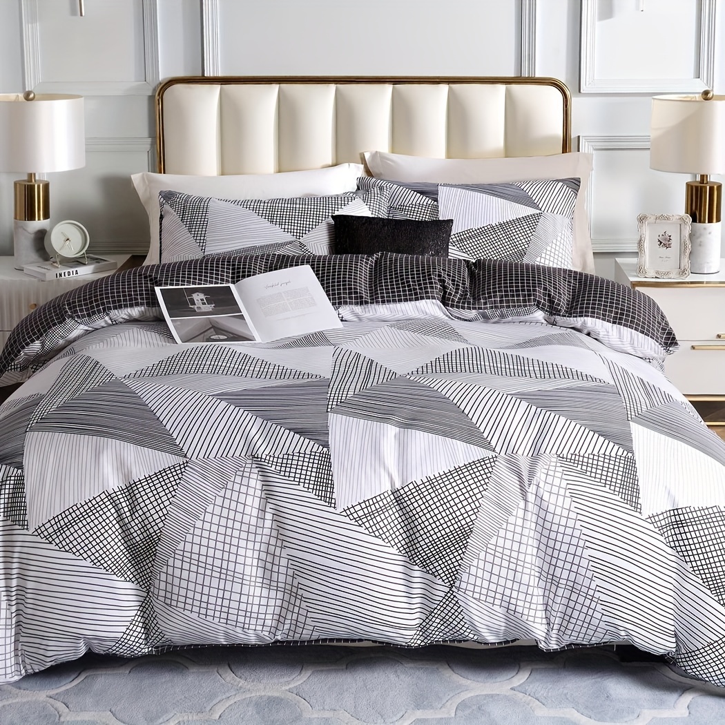 TEMU Bedding Duvet Cover Sets - King Size Duvet Cover Sets - Microfibre Reversible Duvet Cover Sets - Duvet Cover King Size Bedding Sets - Grey