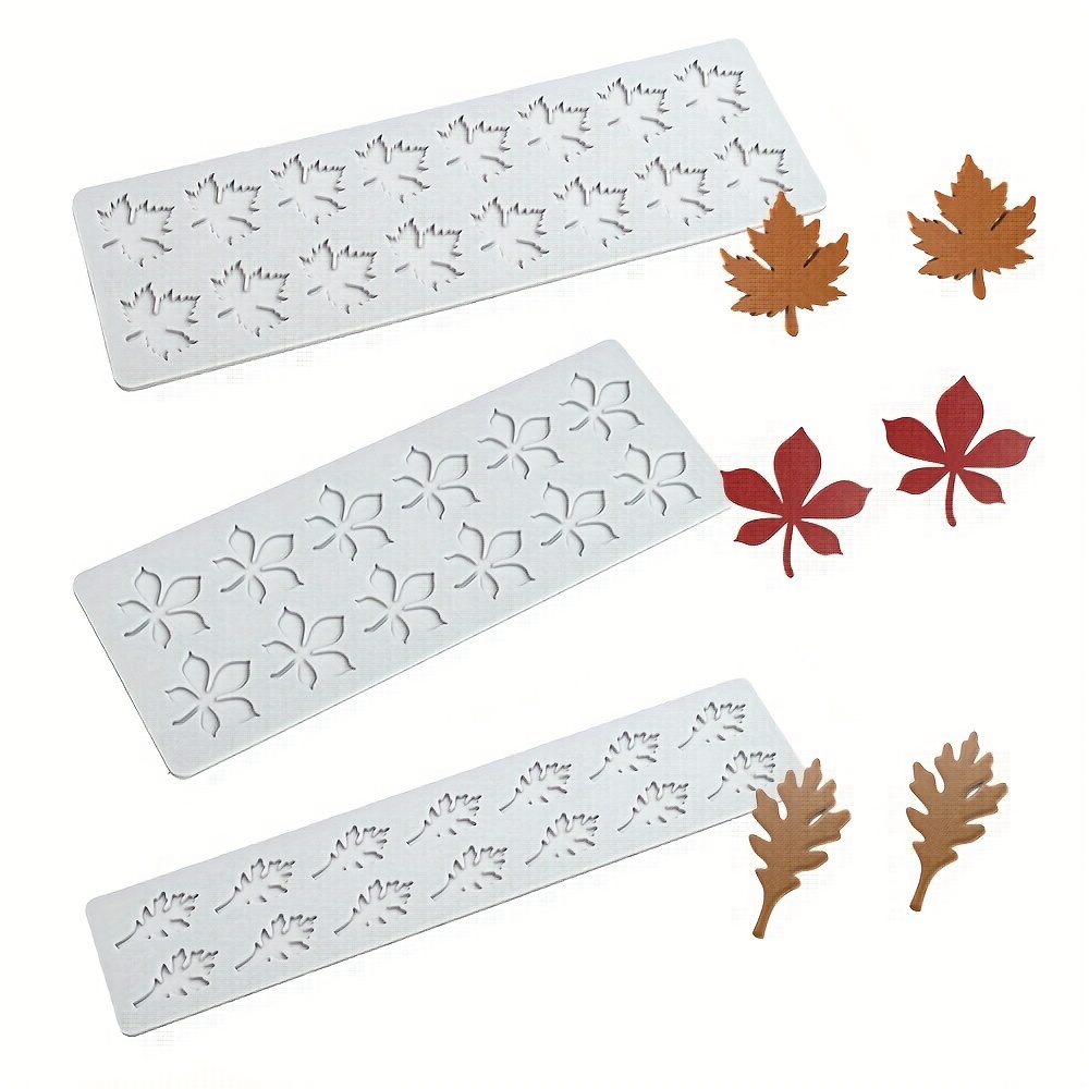 3pcs Leaf Texture Design Silicone Fondant Mold Cake Mold Silicone Mat Chocolate Crispy Mold Dessert Decoration Baking Supplies